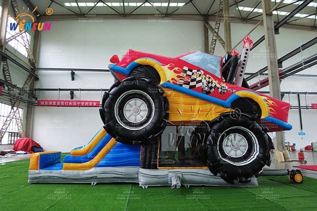 outdoor monster truck inflatable combo slide