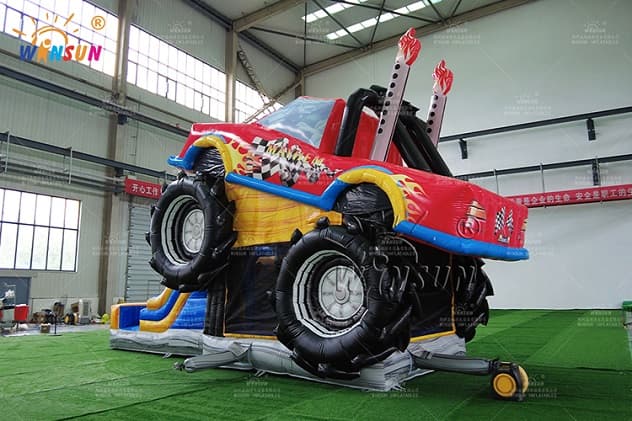 indoor monster truck inflatable combo slide