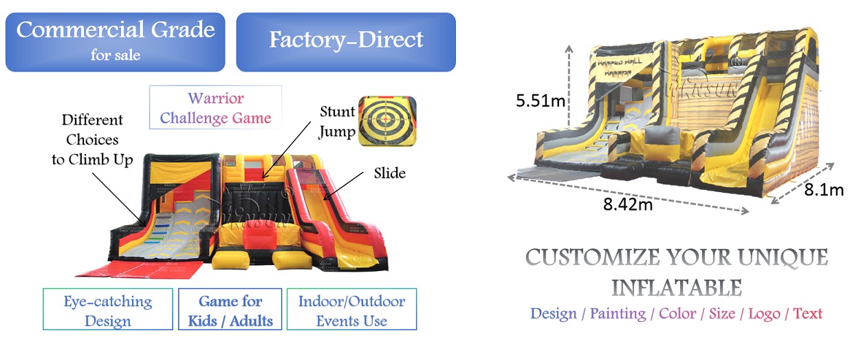 Custom Inflatable Warped Wall Warrior Game for sale