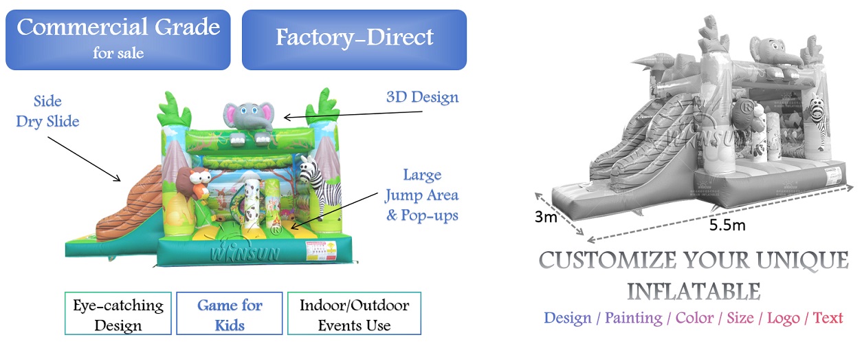 Jungle Animals Inflatable Jumping Castle outdoor events