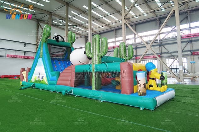commercial Shaun the Sheep inflatable obstacle course