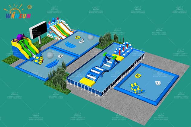 custom inflatable water park project for land