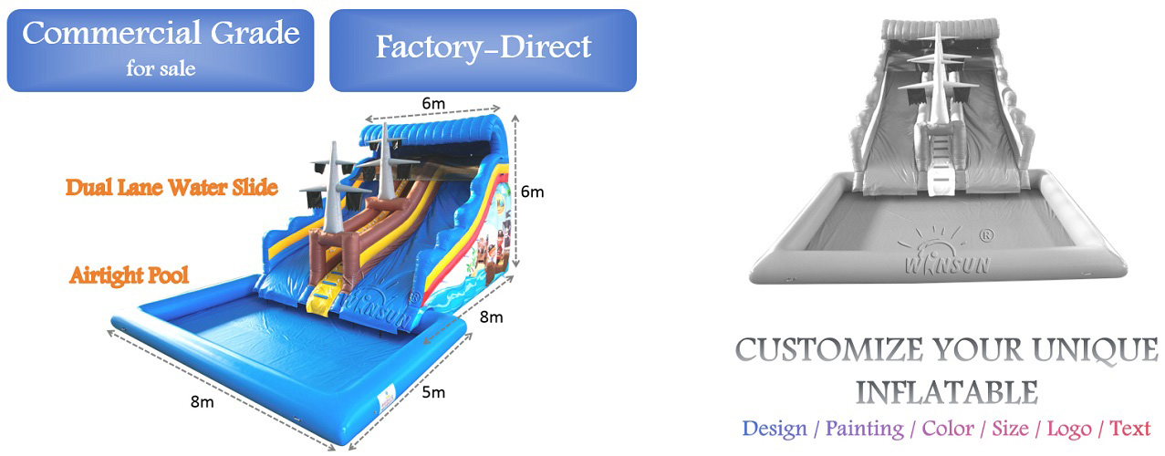 Pirate_themed Inflatable Water Slide with Pool outdoor