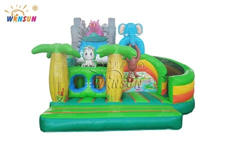 jungle animals inflatable bouncer dry slide