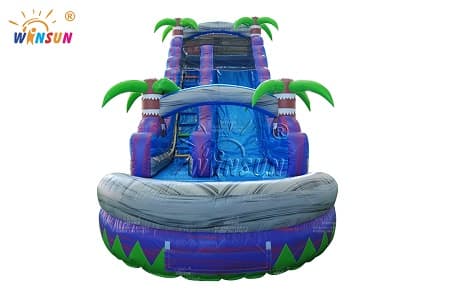 Quick-setup tropical marble inflatable slide