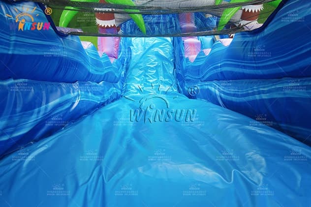 Tropical marble inflatable slide with splash pool