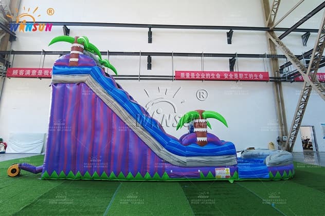 Tropical marble water slide with climbing wall