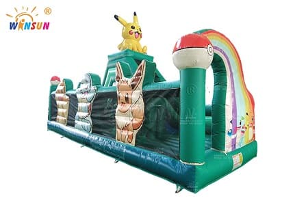 Pikachu Themed Commercial Inflatable Obstacle Course for Outdoor Events