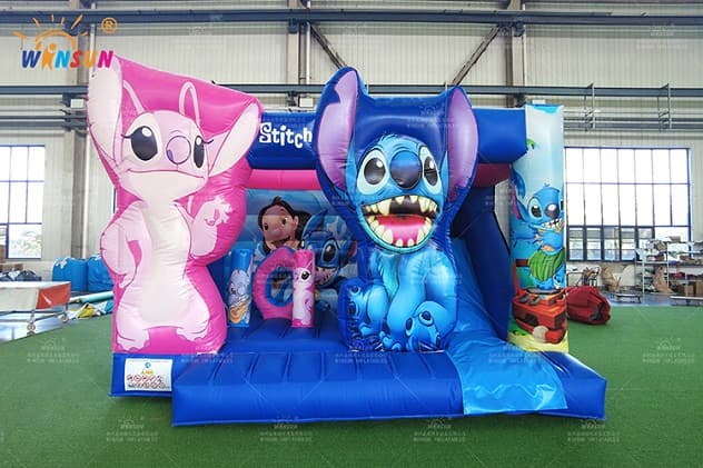 16x13ft Disney Stitch Inflatable Playground with Large Bounce Area