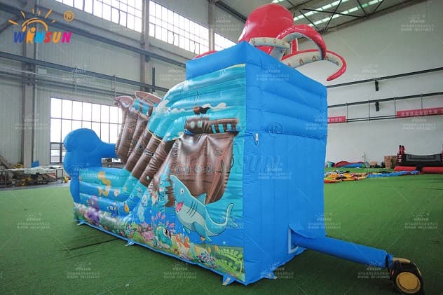 18-Foot Inflatable Ocean Adventure Slide with Protective Safety Net for Supervision