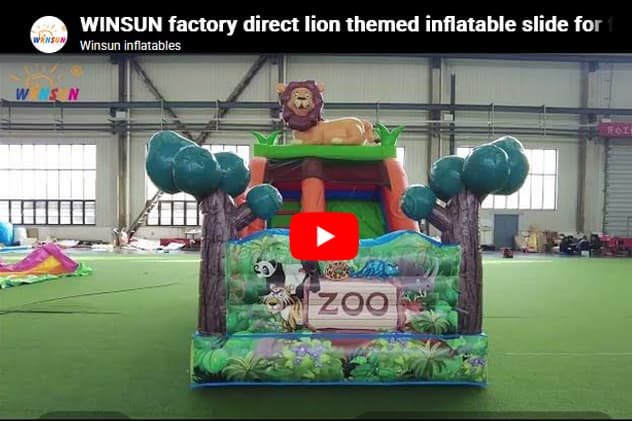 18ft tall lion inflatable dry slide for amusement parks