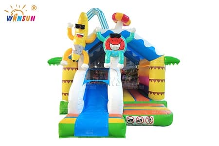 Colorful Summer Theme Inflatable Combo with Front Opening and Slide