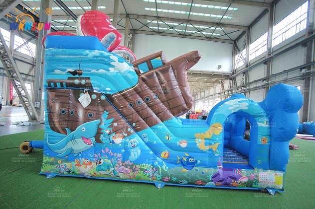 Customizable Outdoor Inflatable Ship Slide with Octopus Top and Side Entrance