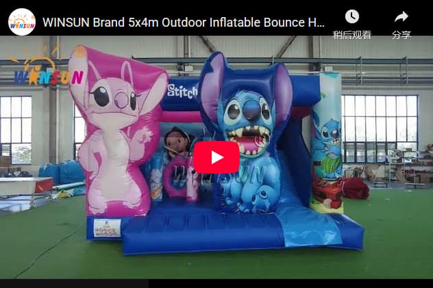 Durable PVC Vinyl Stitch Themed Inflatable Combo with Giant Character Graphics
