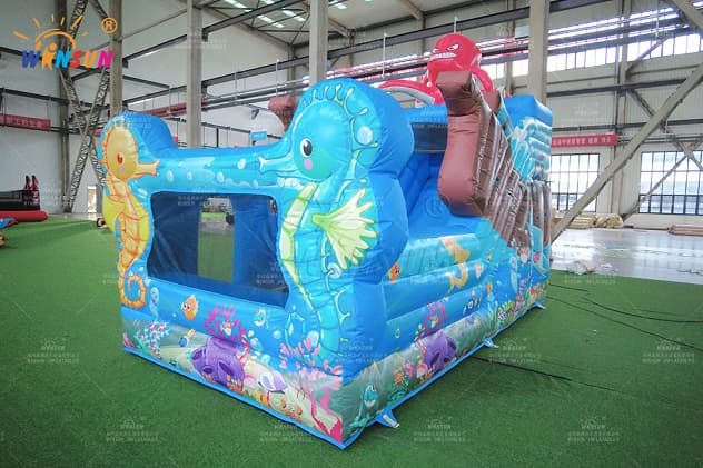 Ocean Adventure Themed Inflatable Dry Slide with Octopus Replica for Commercial Use