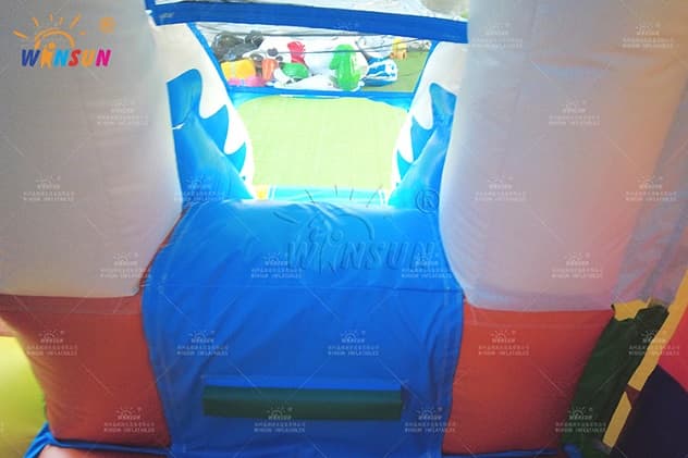 Outdoor Inflatable Play Structure with Front Entrance and Top Cover