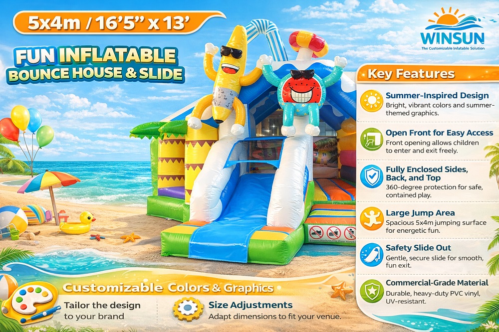 WINSUN Colorful Summer Theme Inflatable Combo with Front Opening and Slide