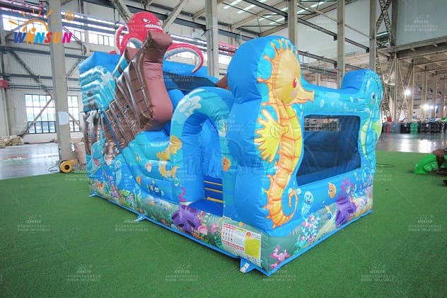 WINSUN Commercial Grade PVC Vinyl Inflatable Dry Slide with Seahorse Figures