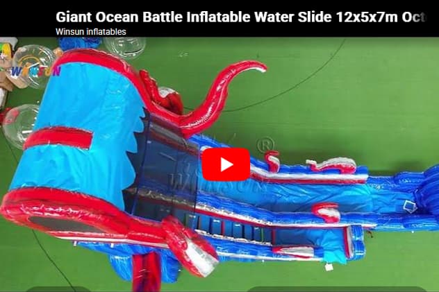 39ft Long Inflatable Water Slide with Monster Octopus Theme