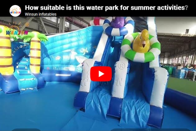 Airtight pool and water slide combo – shark theme water parks