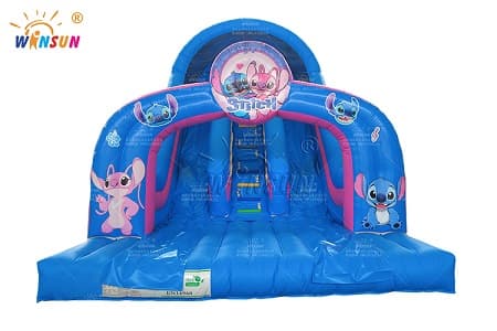 Custom inflatable dual lane dry slide with popular cartoon theme