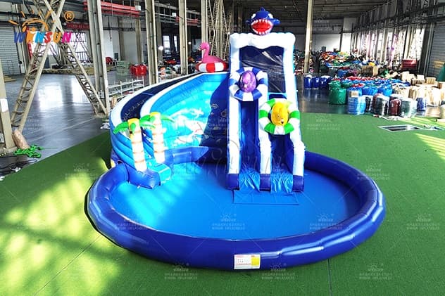 Dual lane water slide system for giant water park projects – shark design