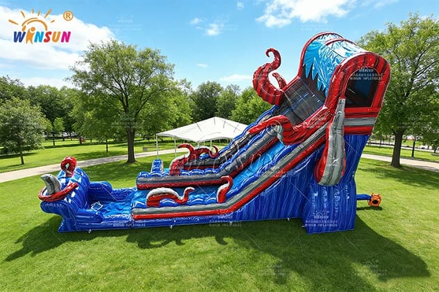 Giant Ocean Battle Inflatable Water Slide with Splash Pool