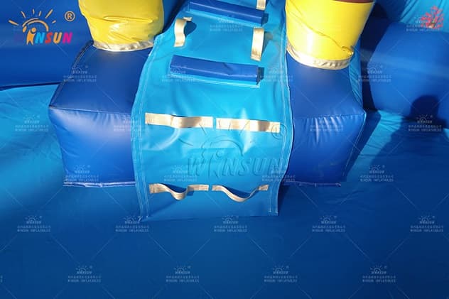 Inflatable shark water park with one climbing lane and two sliding lanes