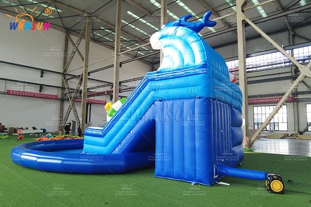 Outdoor commercial inflatable water park set – slide + pool combo