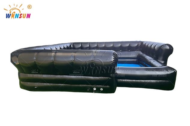 Portable inflatable sofa pool with central swimming area and surrounding seats