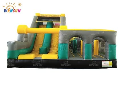 Two‑player inflatable obstacle course with slide race for parties