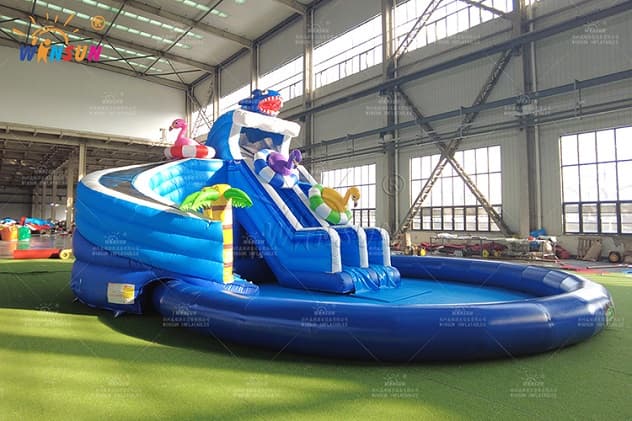 WINSUN factory direct inflatable shark water park with safety climbing lane