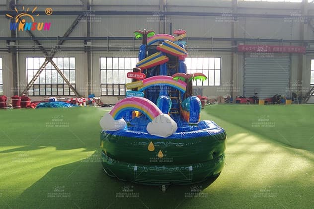 11.3m tropical inflatable water slide with Punta Cana sign