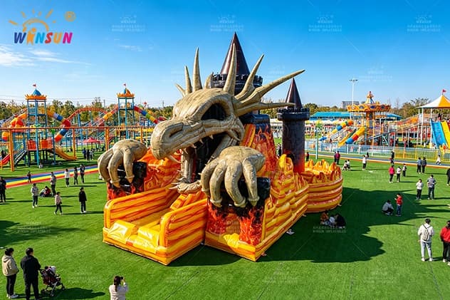 11m x 9m Outdoor Inflatable Obstacle Course with Two Racing Lanes