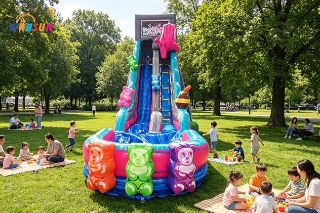 13.1m x 4.26m Inflatable Water Slide with Non-Slip Climbing Lanes