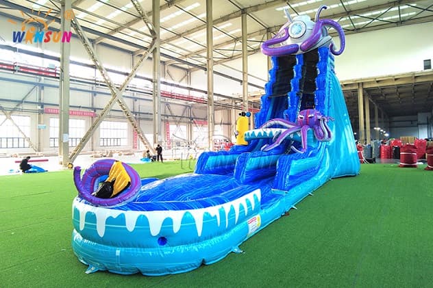 18 oz PVC vinyl octopus water slide with detachable bottom pool