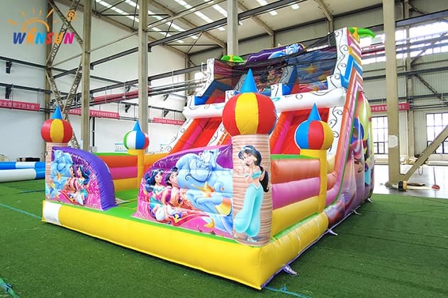 26ft tall Aladdin inflatable slide with high top guardrail
