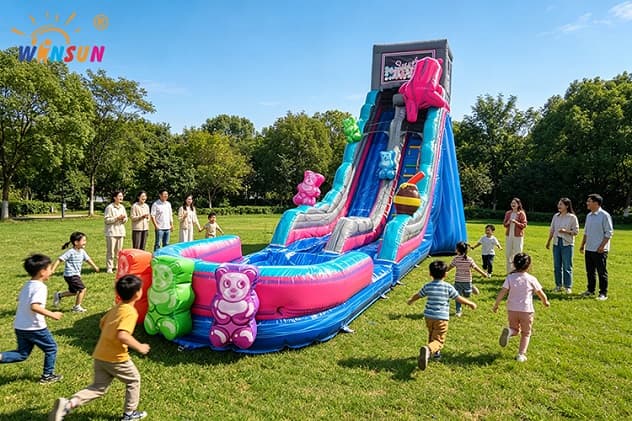 Commercial Outdoor Gummy Bear Inflatable Water Slide Supplier