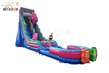 Custom Gummy Bear Themed Inflatable Water Slide with Detachable Pool