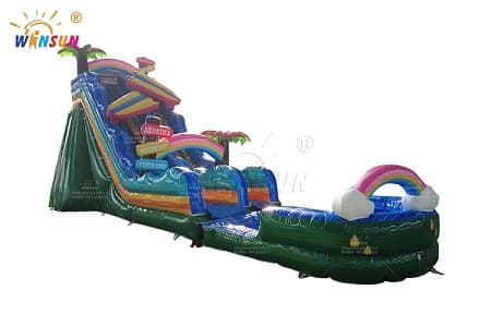 Customized outdoor water slide for Hawaiian or beach themed events