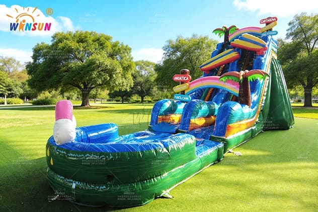 Durable PVC tarpaulin water slide for commercial rental business