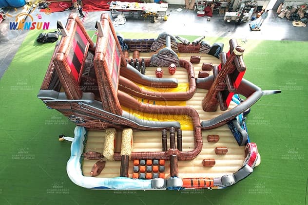 Durable Tarpaulin Inflatable Pirate Challenge Course for Outdoor Use
