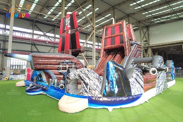 High-Throughput Dual-Lane Dry Slide Inflatable with Climbing Tunnels and Pop-Ups