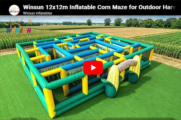 Inflatable Corn Maze with Farm Theme Graphics