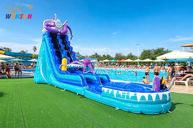WINSUN commercial-grade octopus inflatable water slide with dual racing lanes