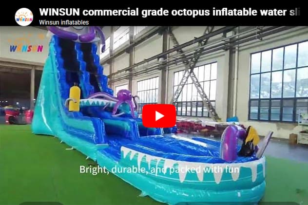 inflatable octopus slide with detachable pool and safety netting