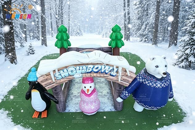 Commercial grade inflatable bowling set with polar bear and penguin