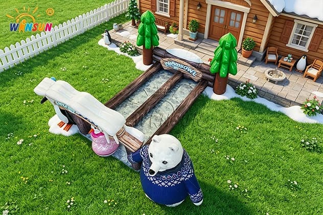Custom inflatable snowball bowling game for events