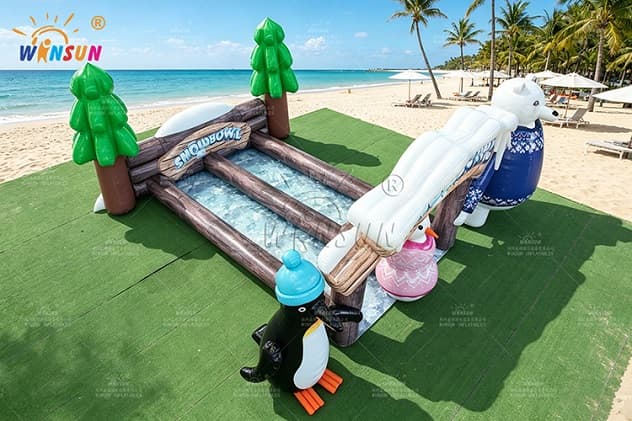 Outdoor inflatable Arctic themed bowling alley