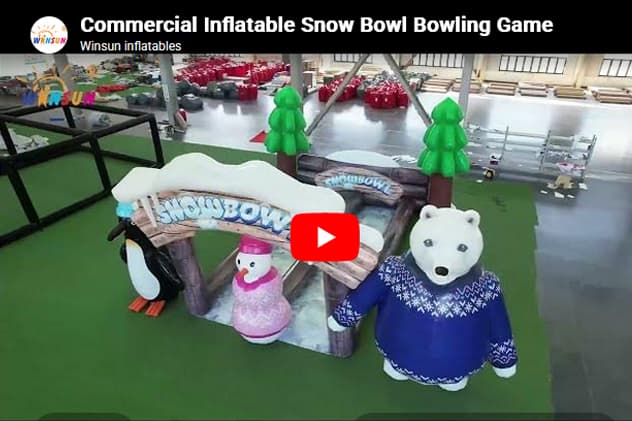 inflatable bowling set with polar bear and penguin